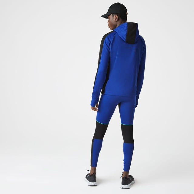 Men's Lacoste SPORT Leggings - Recycled stretch interlock and mesh - Elasticised waistband - Small pockets for keys on inside  contrast flat stitching  branding on ankle - Tight fit- Tone-on-tone silicone crocodile on hip- Ref: XH1045-PHK