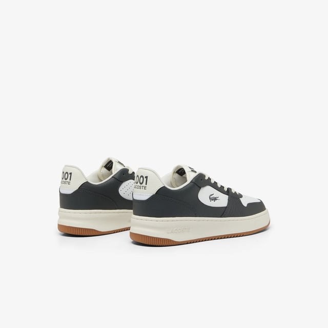 Men's Lacoste L001 Set Leather Trainers in Grey Men's L001 Mid Leather Sneakers Grained leather upper Branding on tongue and heel Perforated midpanels and upper for improved breathability Textured ridged rubber outsole with pivot point