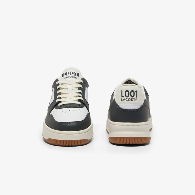 Men's Lacoste L001 Set Leather Trainers in Grey Men's L001 Mid Leather Sneakers Grained leather upper Branding on tongue and heel Perforated midpanels and upper for improved breathability Textured ridged rubber outsole with pivot point