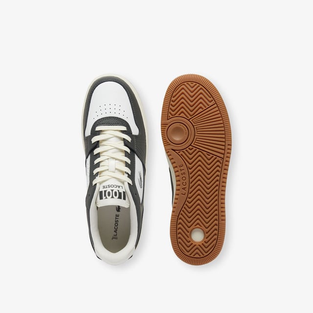 Men's Lacoste L001 Set Leather Trainers in Grey Men's L001 Mid Leather Sneakers Grained leather upper Branding on tongue and heel Perforated midpanels and upper for improved breathability Textured ridged rubber outsole with pivot point
