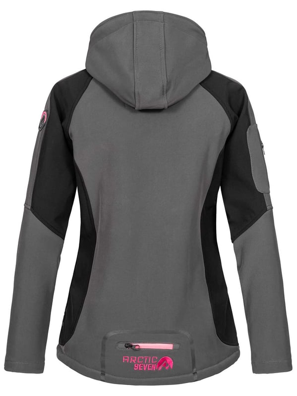 Chaqueta Softshell para Mujer Arctic Seven – Chaqueta Impermeable para Exterior con Capucha Desmontable
Esta chaqueta softshell de Arctic Seven combina estilo, funcionalidad y comodidad. Ofrece protección óptima contra el viento y la lluvia, tiene forro polar y está diseñada para una máxima libertad de movimiento.

✔ Material exterior resistente al agua y al viento
✔ Cuello alto para una mejor protección
✔ Capucha desmontable con cordón ajustable
✔ Bolsillos laterales y en el pecho con cremalleras impermeables
✔ Bolsillos interiores con apertura para auriculares
✔ Puños ajustables con cierre de velcro
✔ Corte entallado con ajuste perfecto

Material:
Tejido exterior: 96% Poliéster, 4% Elastano
Forro: 100% Poliéster