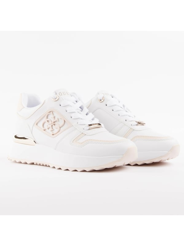 Basket Guess Koyaa Logo 4G Femme Weiß Polyurethan. Authentischer Schuh der Marke Guess - Streetwear/Sportswear-Design von Guess - Guess für modebewusste Frauen, perfekt für den Alltag - Die weißen Basket Guess passen perfekt in Ihre Garderobe - Bequemer Polyurethan-Material - Klassische Schnürsenkel - Koyaa Logo 4G - Synthetisch.