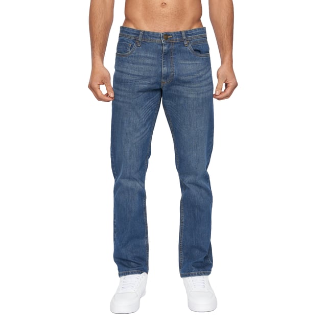 98% Cotton, 2% Elastane. Design: Plain. Pockets: 2 Side Pockets, 2 Back Pockets, 1 Coin Pocket. Fastening: Button, Zip Fly. Belt Loops, Branded Patch, Heat Transfer Main Label. Fit: Straight Leg.