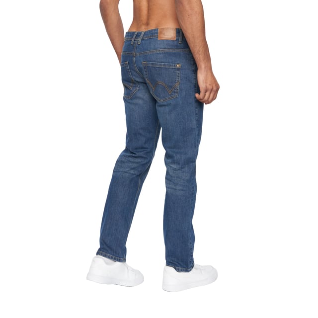 98% Cotton, 2% Elastane. Design: Plain. Pockets: 2 Side Pockets, 2 Back Pockets, 1 Coin Pocket. Fastening: Button, Zip Fly. Belt Loops, Branded Patch, Heat Transfer Main Label. Fit: Straight Leg.
