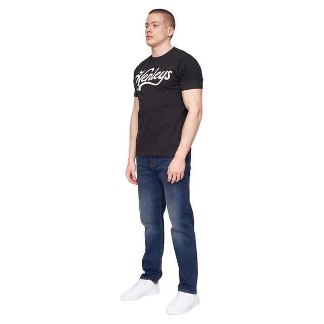 98% Cotton, 2% Elastane. Design: Plain. Pockets: 2 Side Pockets, 2 Back Pockets, 1 Coin Pocket. Fastening: Button, Zip Fly. Fabric Technology: Durable. Belt Loops, Branded Eyelets, Rubber Label. Fit: Straight.