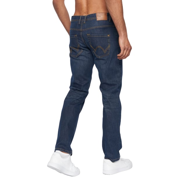 98% Cotton, 2% Elastane. Design: Plain. Pockets: 2 Side Pockets, 2 Back Pockets, 1 Coin Pocket. Fastening: Button, Zip Fly. Belt Loops, Branded Patch, Heat Transfer Main Label. Fit: Straight Leg.