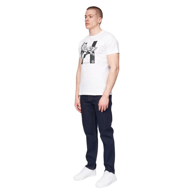 98% Cotton, 2% Elastane. Design: Plain. Pockets: 2 Side Pockets, 2 Back Pockets, 1 Coin Pocket. Fastening: Button, Zip Fly. Fabric Technology: Durable. Belt Loops, Branded Eyelets, Rubber Label. Fit: Straight.
