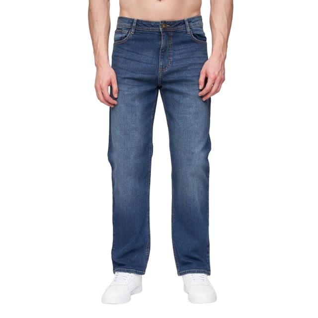 98% Cotton, 2% Elastane. Design: Plain. Pockets: 2 Side Pockets, 2 Back Pockets, 1 Coin Pocket. Fastening: Button, Zip Fly. Fabric Technology: Durable. Belt Loops, Branded Eyelets, Rubber Label. Fit: Straight.
