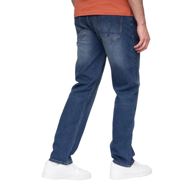 98% Cotton, 2% Elastane. Design: Plain. Pockets: 2 Side Pockets, 2 Back Pockets, 1 Coin Pocket. Fastening: Button, Zip Fly. Fabric Technology: Durable. Belt Loops, Branded Eyelets, Rubber Label. Fit: Straight.
