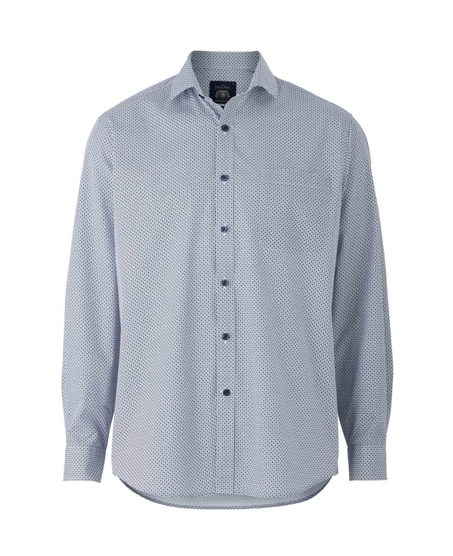 Simple yet stylish, this classic fit printed shirt is a fine choice for day or night. It's made from 100% BCI cotton poplin and cut to a classic fit shape that suits all builds. Wear yours tucked in or out with jeans, chinos or trousers.