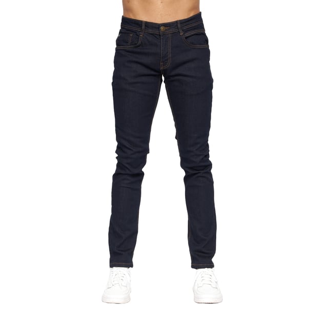 99% Cotton, 1% Elastane. Design: Plain. Pockets: 2 Side Pockets, 2 Back Pockets, 1 Coin Pocket. Fastening: Button, Zip Fly. Belt Loops, Branded Buttons, Woven Patch. Fit: Slim.