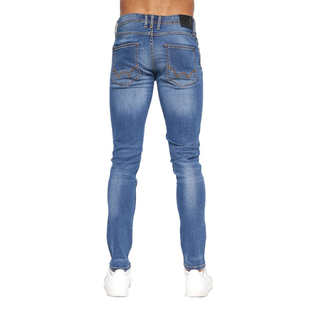 99% Cotton, 1% Elastane. Design: Plain. Pockets: 2 Side Pockets, 2 Back Pockets, 1 Coin Pocket. Fastening: Button, Zip Fly. Belt Loops, Branded Buttons, Woven Patch. Fit: Slim.