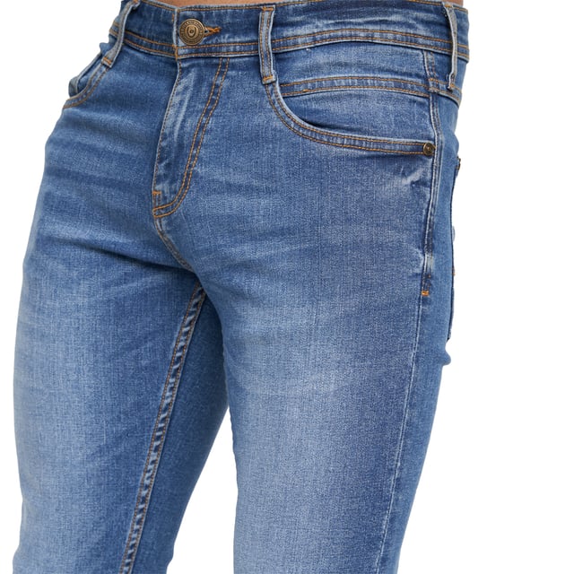 99% Cotton, 1% Elastane. Design: Plain. Pockets: 2 Side Pockets, 2 Back Pockets, 1 Coin Pocket. Fastening: Button, Zip Fly. Belt Loops, Branded Buttons, Woven Patch. Fit: Slim.