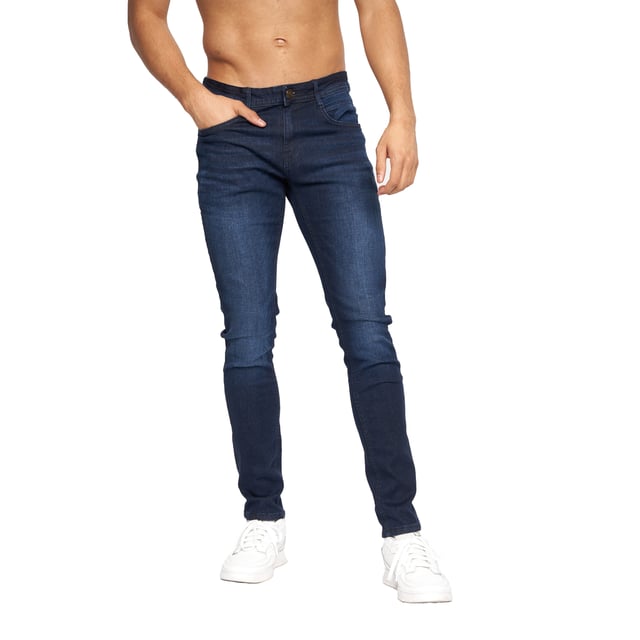 99% Cotton, 1% Elastane. Design: Plain. Pockets: 2 Side Pockets, 2 Back Pockets, 1 Coin Pocket. Fastening: Button, Zip Fly. Belt Loops, Branded Buttons, Woven Patch. Fit: Slim.