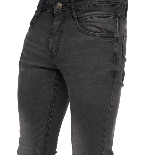 99% Cotton, 1% Elastane. Design: Plain. Pockets: 2 Side Pockets, 2 Back Pockets, 1 Coin Pocket. Fastening: Button, Zip Fly. Belt Loops, Branded Buttons, Woven Patch. Fit: Slim.