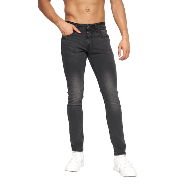 99% Cotton, 1% Elastane. Design: Plain. Pockets: 2 Side Pockets, 2 Back Pockets, 1 Coin Pocket. Fastening: Button, Zip Fly. Belt Loops, Branded Buttons, Woven Patch. Fit: Slim.