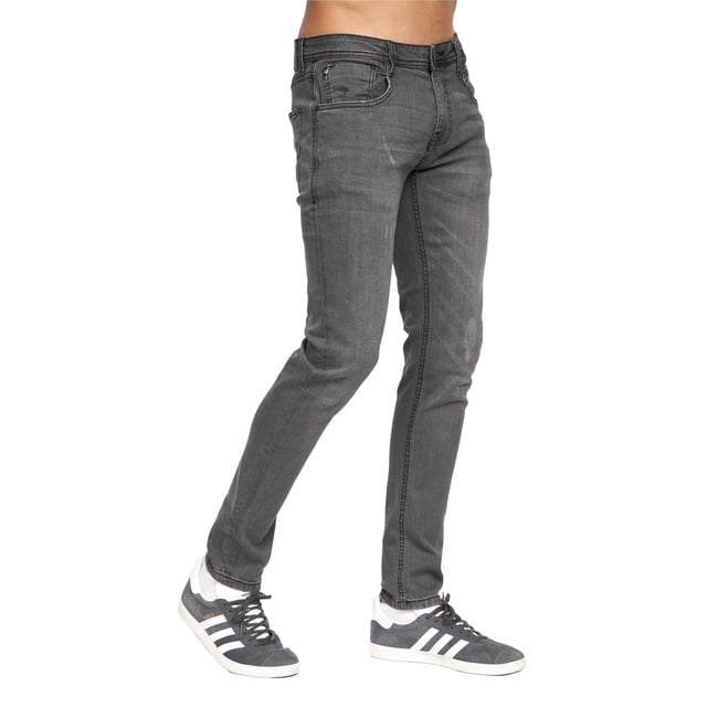 99% Cotton, 1% Elastane. Design: Logo, Ripped. Pockets: 2 Side Pockets, 1 Coin Pocket, 2 Back Pockets. Fastening: Button, Zip Fly. Belt Loops, Branded Buttons, Riveted. Fit: Slim.
