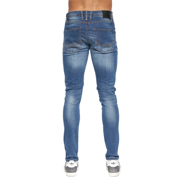 99% Cotton, 1% Elastane. Design: Logo, Ripped. Pockets: 2 Side Pockets, 1 Coin Pocket, 2 Back Pockets. Fastening: Button, Zip Fly. Belt Loops, Branded Buttons, Riveted. Fit: Slim.