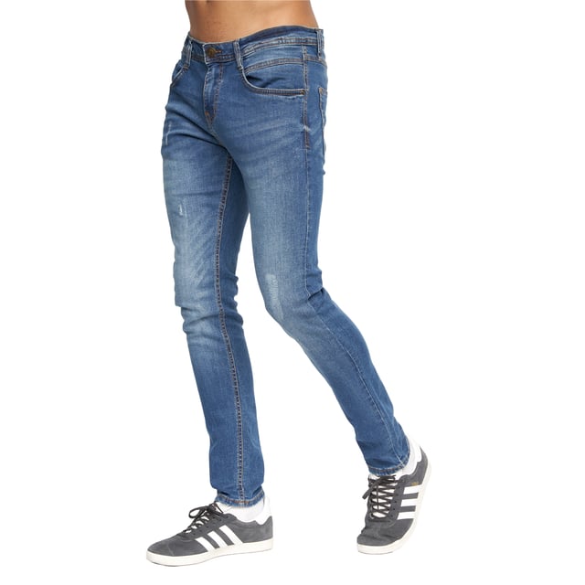 99% Cotton, 1% Elastane. Design: Logo, Ripped. Pockets: 2 Side Pockets, 1 Coin Pocket, 2 Back Pockets. Fastening: Button, Zip Fly. Belt Loops, Branded Buttons, Riveted. Fit: Slim.