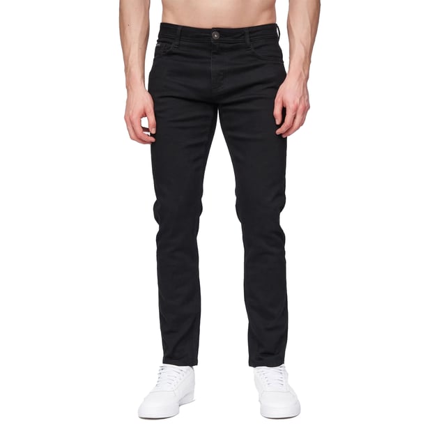 98% Cotton, 2% Elastane. Design: Plain. Pockets: 2 Side Pockets, 1 Coin Pocket, 2 Back Pockets. Fastening: Button, Zip Fly. Belt Loops. Fit: Slim.