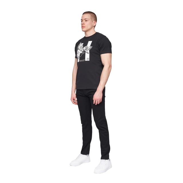 98% Cotton, 2% Elastane. Design: Plain. Pockets: 2 Side Pockets, 1 Coin Pocket, 2 Back Pockets. Fastening: Button, Zip Fly. Belt Loops. Fit: Slim.