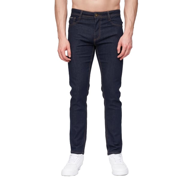 98% Cotton, 2% Elastane. Design: Plain. Pockets: 2 Side Pockets, 1 Coin Pocket, 2 Back Pockets. Fastening: Button, Zip Fly. Belt Loops. Fit: Slim.