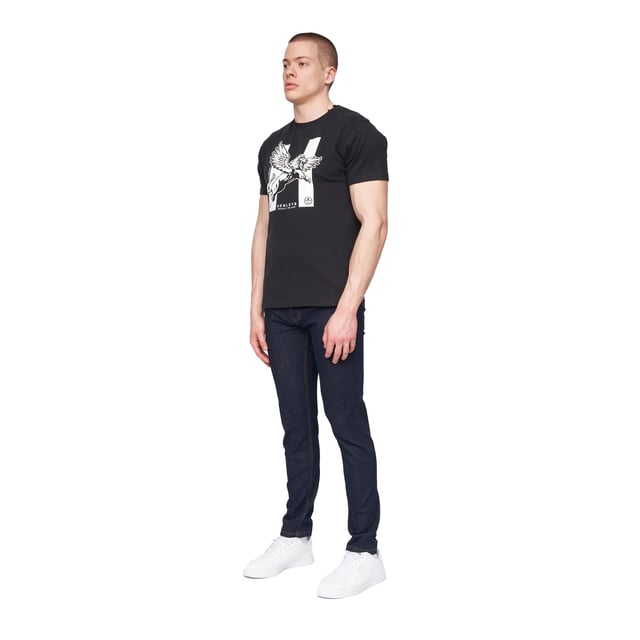 98% Cotton, 2% Elastane. Design: Plain. Pockets: 2 Side Pockets, 1 Coin Pocket, 2 Back Pockets. Fastening: Button, Zip Fly. Belt Loops. Fit: Slim.