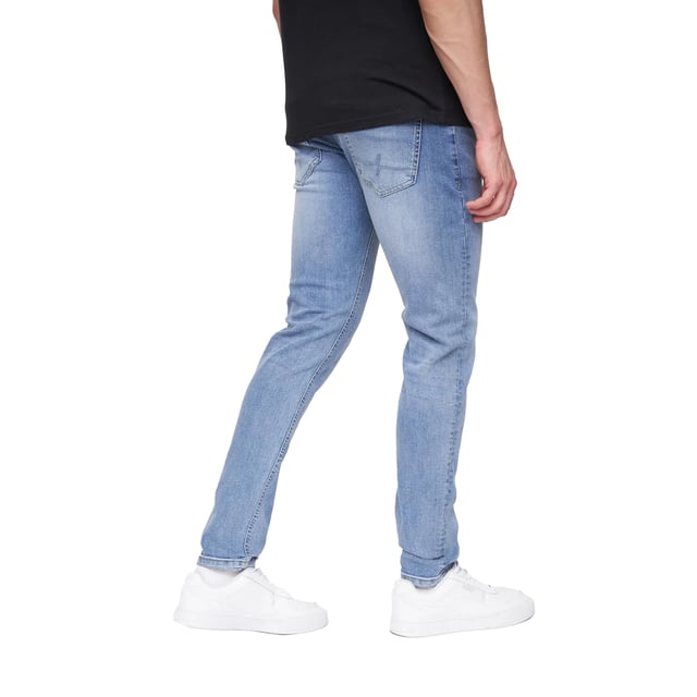 98% Cotton, 2% Elastane. Design: Plain. Pockets: 2 Side Pockets, 1 Coin Pocket, 2 Back Pockets. Fastening: Button, Zip Fly. Belt Loops. Fit: Slim.