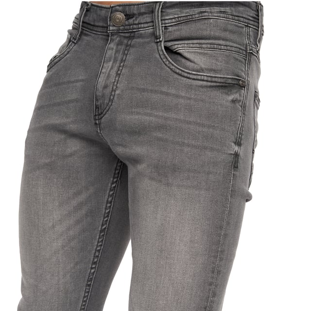 99% Cotton, 1% Elastane. Design: Plain. Pockets: 2 Side Pockets, 2 Back Pockets, 1 Coin Pocket. Fastening: Button, Zip Fly. Belt Loops, Branded Buttons, Woven Patch. Fit: Slim.