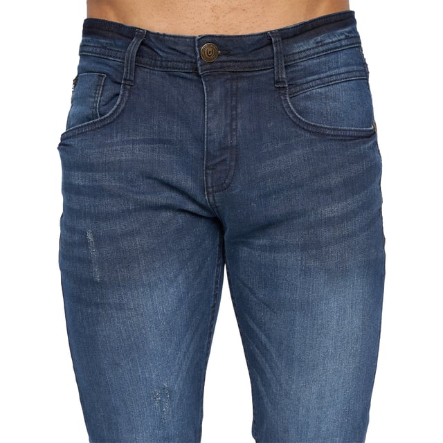 99% Cotton, 1% Elastane. Design: Logo, Ripped. Pockets: 2 Side Pockets, 1 Coin Pocket, 2 Back Pockets. Fastening: Button, Zip Fly. Belt Loops, Branded Buttons, Riveted. Fit: Slim.