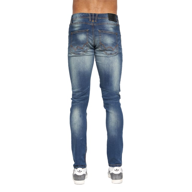 99% Cotton, 1% Elastane. Design: Logo, Ripped. Pockets: 2 Side Pockets, 1 Coin Pocket, 2 Back Pockets. Fastening: Button, Zip Fly. Belt Loops, Branded Buttons, Riveted. Fit: Slim.
