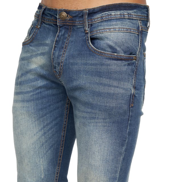 99% Cotton, 1% Elastane. Design: Logo, Ripped. Pockets: 2 Side Pockets, 1 Coin Pocket, 2 Back Pockets. Fastening: Button, Zip Fly. Belt Loops, Branded Buttons, Riveted. Fit: Slim.