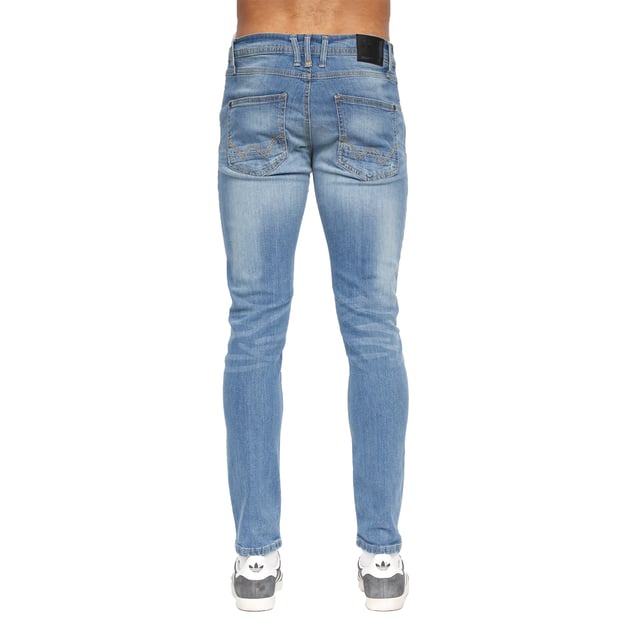 99% Cotton, 1% Elastane. Design: Logo, Ripped. Pockets: 2 Side Pockets, 1 Coin Pocket, 2 Back Pockets. Fastening: Button, Zip Fly. Belt Loops, Branded Buttons, Riveted. Fit: Slim.