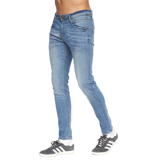 99% Cotton, 1% Elastane. Design: Logo, Ripped. Pockets: 2 Side Pockets, 1 Coin Pocket, 2 Back Pockets. Fastening: Button, Zip Fly. Belt Loops, Branded Buttons, Riveted. Fit: Slim.