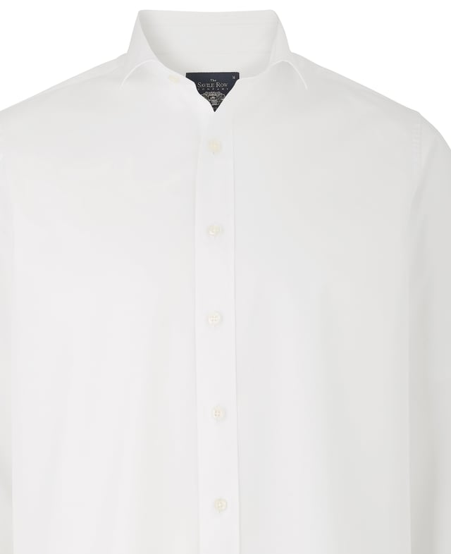 A summer essential. This white slim fit shirt is made from a soft cotton twill fabric designed to get softer with each wash. It has been gently tapered for a flattering fit. Features a curl resistant cutaway collar, with an integral and removable collar stay and single cuffs.