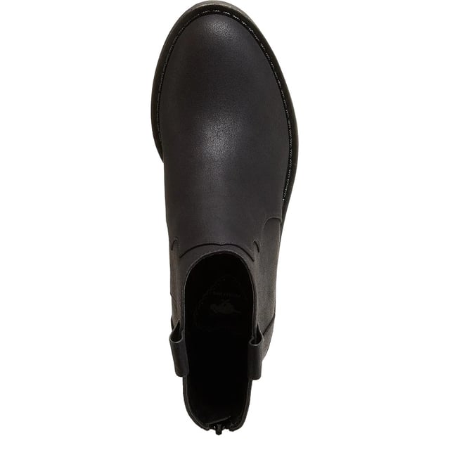 Upper: Faux Leather. Lining: Microfibre. Outsole: Rubber. 14cm Shaft, Pull Tab, Stud Detailing. Chunky Heel. Heel Height: 5.5cm. Cut: Ankle. Design: Plain. Toe Style: Almond. Fastening: Back Zip, Slip-on.