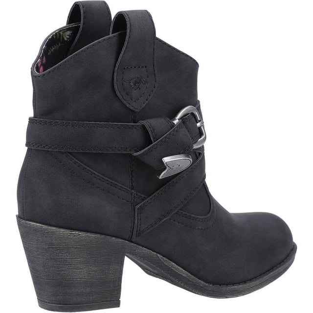 Upper: Faux Suede, PU (Polyurethane). Lining: Textile. Outsole: Arched. Fastening: Ankle Straps, Buckle, Zip. Wrap Around Strap. Chunky Heel. Heel Height: 60mm. Cut: Ankle High. Design: Logo. Toe Style: Almond.