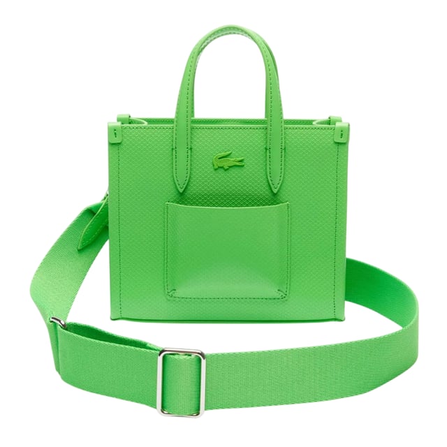Material: Leather. Length: 19cm. Height: 16.5cm. Strap Length: 120cm. Depth: 8cm. Pockets: 1 Front Pocket, 1 Internal Pocket. Compartments: 1 Main Compartment. Adjustable Shoulder Strap, Carry Handles. Design: Logo, Textured.