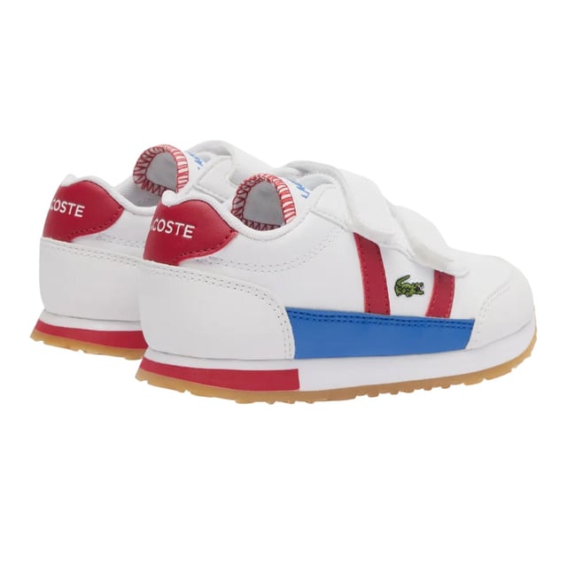 Marke: Lacoste. Obermaterial: Nylon, PU (Polyurethan). Futterstoff: Stoff. Einlegesohle: Mit Markenzeichen. Laufsohle: Gummi. Absatz: Flach. Design: Kontrast Detail, Gesticktes Logo. Zehenstil: Rund. Klettverschluss.