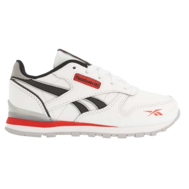 Marke: Reebok. Obermaterial: Synthetischer Stoff. Mittelsohle: EVA (Ethyl-Vinylacetat). Laufsohle: Abriebfest, Gummi. Ösen: 5. Absatz: Flach. niedrig geschnitten. Design: Logo, Seitenstreifen. Zehenstil: Rund. Zum Schnüren.