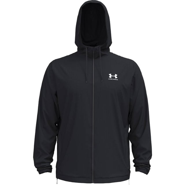 100% gerecycleerd polyester. Voering: Gaas. Stof: Ripstop, Geweven. Ontwerp: Contrasterende details, Logo. Stoftechnologie: Ademend, Duurzaam, Lichtgewicht, UA Storm Technologie, Windbestendig. Manchet: Elastiek. Halslijn: Kapitein. Mouwtype: Met lange mouwen. Eigenschappen capuchon: Koord, Opgenaaid. Zakken: 2 Zijzakken, Rits. Bevestiging: Volledige ritssluiting. Zoom: Elastisch. M: 40 in. L: 44 in. XL: 48 in. XXL: 52 in.