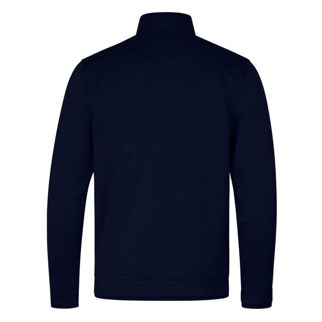88% Cationic Dyeable Polyester, 12% Polyester. Fabric: Fleece, Stretch. Design: Plain. Fabric Technology: Fluorine Free, Lightweight, Water Repellent. Neckline: Funnel Neck. Sleeve-Type: Long-Sleeved. Fastening: Quarter Zip. S: 36 in. M: 40 in. L: 44 in. XL: 48 in. XXL: 52 in. 3XL: 54 in.