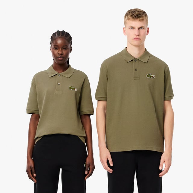 Loose Fit L.12.12 Piqué Badge Polo Shirt Organic cotton piqué Loose fit  dropped shoulders Classic polo collar Genuine mother-of-pearl buttons Large crocodile badge on breast