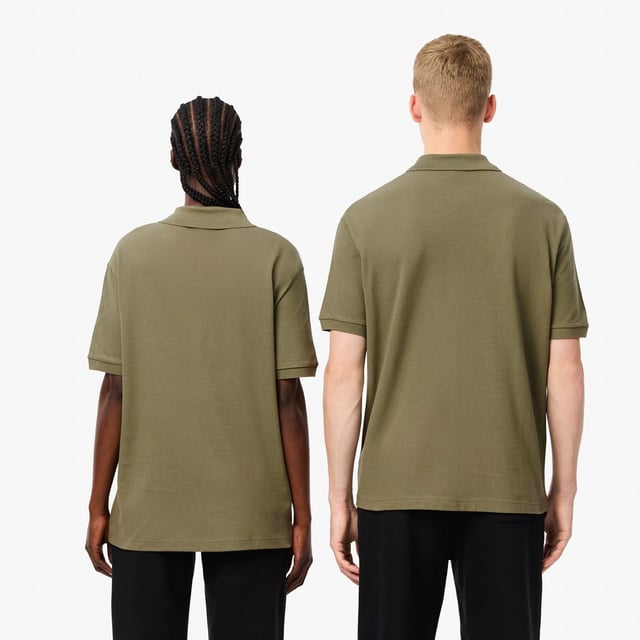 Loose Fit L.12.12 Piqué Badge Polo Shirt Organic cotton piqué Loose fit  dropped shoulders Classic polo collar Genuine mother-of-pearl buttons Large crocodile badge on breast