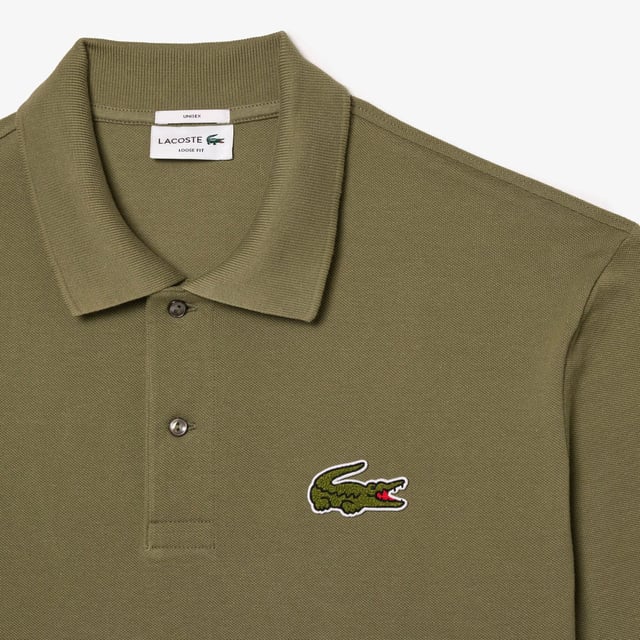 Loose Fit L.12.12 Piqué Badge Polo Shirt Organic cotton piqué Loose fit  dropped shoulders Classic polo collar Genuine mother-of-pearl buttons Large crocodile badge on breast