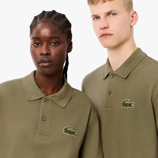 Loose Fit L.12.12 Piqué Badge Polo Shirt Organic cotton piqué Loose fit  dropped shoulders Classic polo collar Genuine mother-of-pearl buttons Large crocodile badge on breast