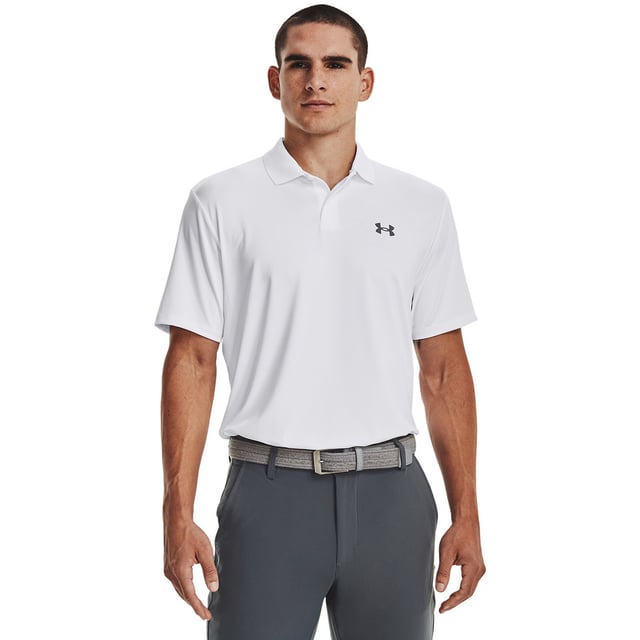 Under Armour - Poloshirt für Herren (Weiß) 93% Polyester, 7% Elastan. Gewebetechnik: Sicher gegen Knicken, Pillingfrei, Atmungsaktiv, Leicht, Feuchtigkeitsabweisend, Schnell trocknend, Kein Fadenziehen, Weich. Gewebe: 4-fache Dehnrichtung. Design: Logo, Unifarben. Knopfleiste mit zwei Knöpfen, Niedrigprofil Knöpfe, Strukturiert. flacher Strickkragen, gerippt, Schaftrand zum Umklappen. Kurzärmlig. UV-Schutzfaktor: UPF 40. S: 90,17 cm. M: 102 cm. L: 112 cm. XL: 121,92 cm. XXL: 132 cm. 3XL: 137 cm.
