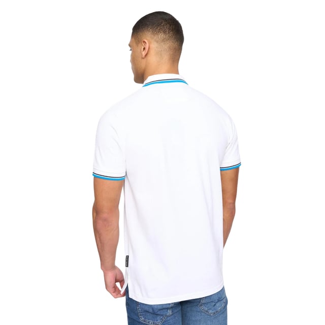 100% Cotton. Design: Plain, Rubber Badge. Neckline: Contrast Stripe, Turn Down Collar. Sleeve-Type: Short-Sleeved. Cuff: Striped. 2 Button Placket. Fit: Regular. S: 38 in. M: 40 in. L: 42 in. XL: 44 in. XXL: 46 in.