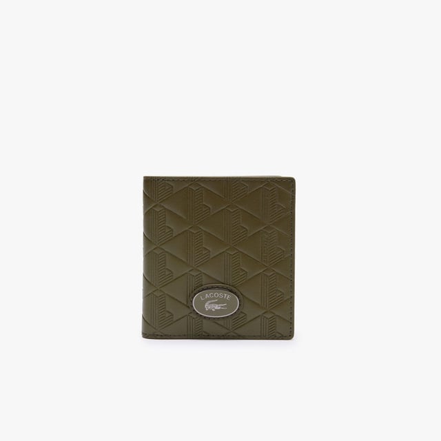 Nomogramme Compact Leather Billfold Dimensions: L3.9 x H3.94 x D0.4 - L10 x H10.5 x D1.8 cm Outer in monogrammed  textured leather 6 card slots Plate with crocodile on front