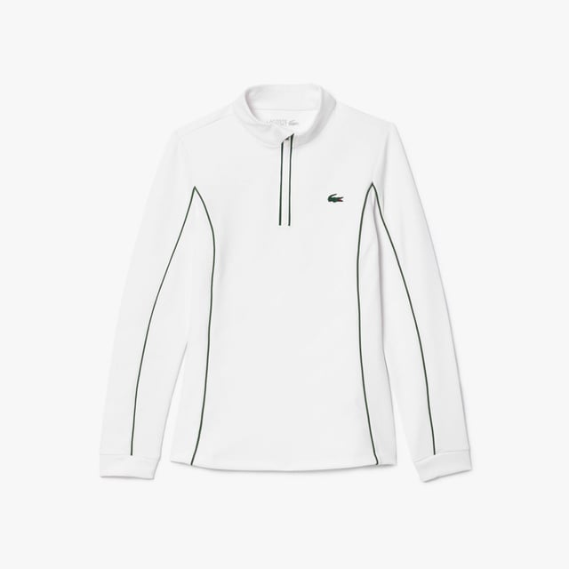 Womens Lacoste SPORT Slim Fit Contrast Sleeve Sport SweatshirtThis layering sweatshirt from Lacoste  sporting experts since 1933  is perfect for tennis or golf. Made from stretch jersey for maximum freedom of movement  with Ultra Dry technology and an anti-UV finish to keep you comfortable and protected. An elegant take on an essential design.- Recycled polyester made from manufacturing offcuts - Slim  fitted cut- Quick drying- Tested by professional players- Silicone crocodile on bust- Slim Fit- Polyester (96%)  Elastane (4%)  Machine washable.- Ref: SF1962-737